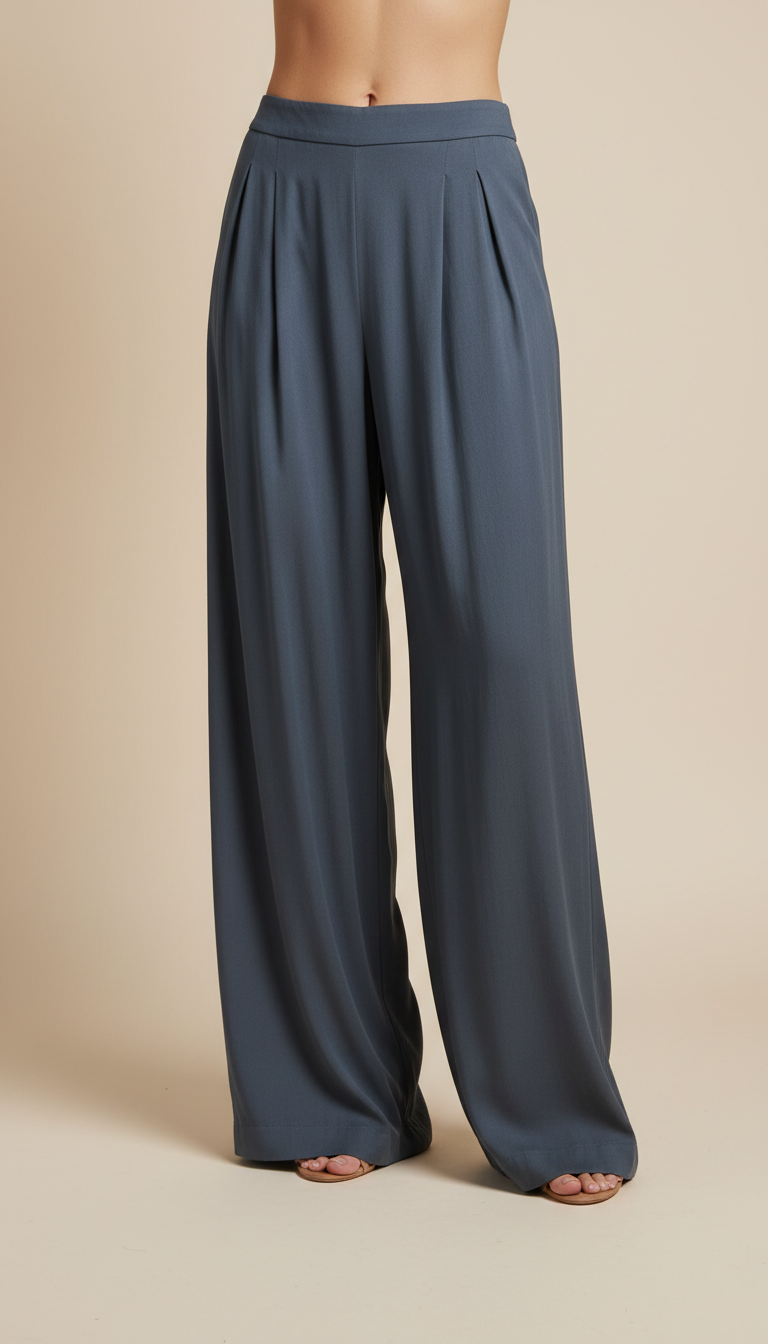 Wide-Leg Trousers in Slate